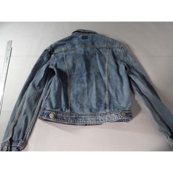 American Eagle Jean Jacket Womens Small Button Up Distressed Trucker 90s Y2K - Picture 6 of 11